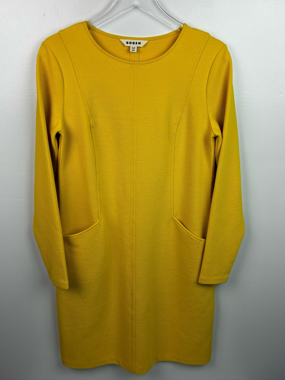 Boden Ellen Ottoman Shift Mustard Color Knit Dress